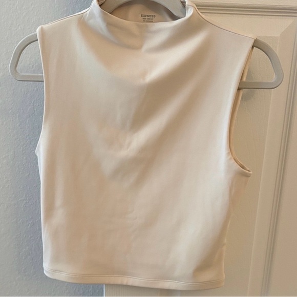 Express Tops - Express Cream Sleeveless Mock Neck Tank